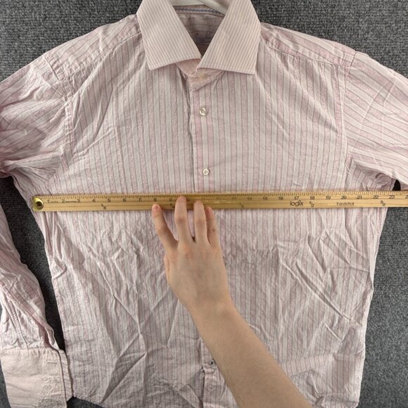 Robert Graham Button Up Shirt Cotton Pink Striped 16 Textured Floral Intricate - Picture 5 of 16